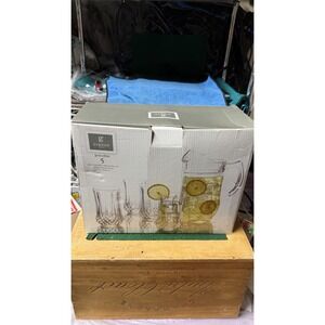 Gibson Home Jewelite 5 Pc Glass Pitcher & Tumbler Set 1.7 Qt